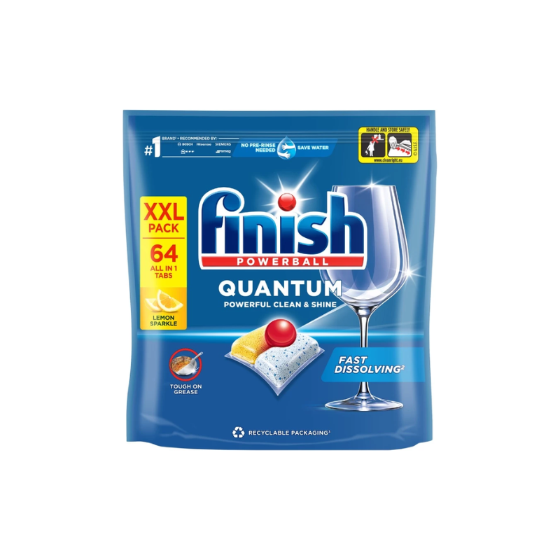 Viên Rửa Chén Bát Finish QUANTUM hương chanh 64 viên