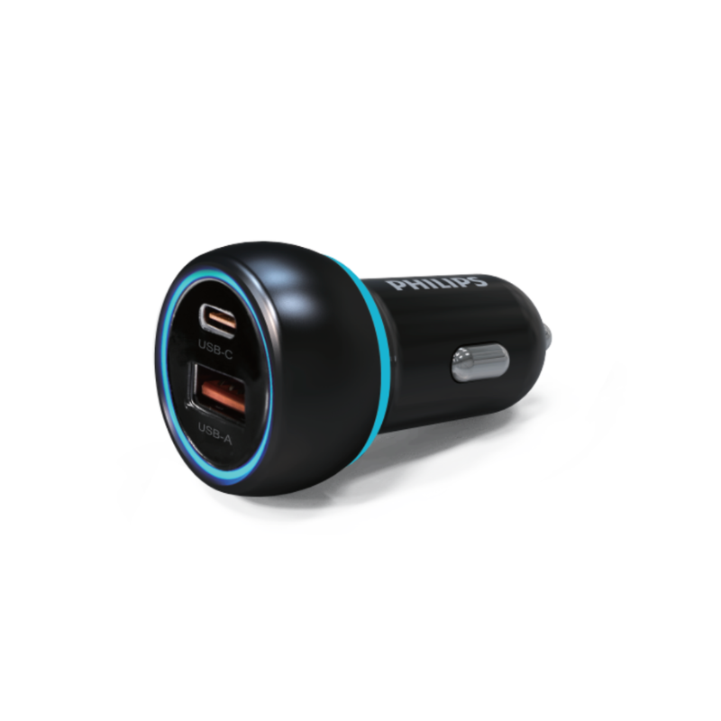 Tẩu sạc nhanh dùng trên ô tô PD38W 1PD+1QC Car Charger Philips DLP2552PB/97 màu đen
