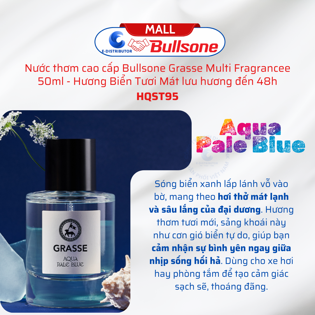 Nước thơm cao cấp Bullsone Grasse Multi Fragrance Aqua Pale Blue HQST95 50ml