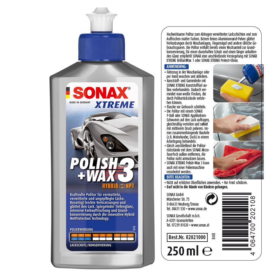 Dung dịch đánh bóng sơn xe Sonax Xtreme Polish Wax 3 250ml 202100