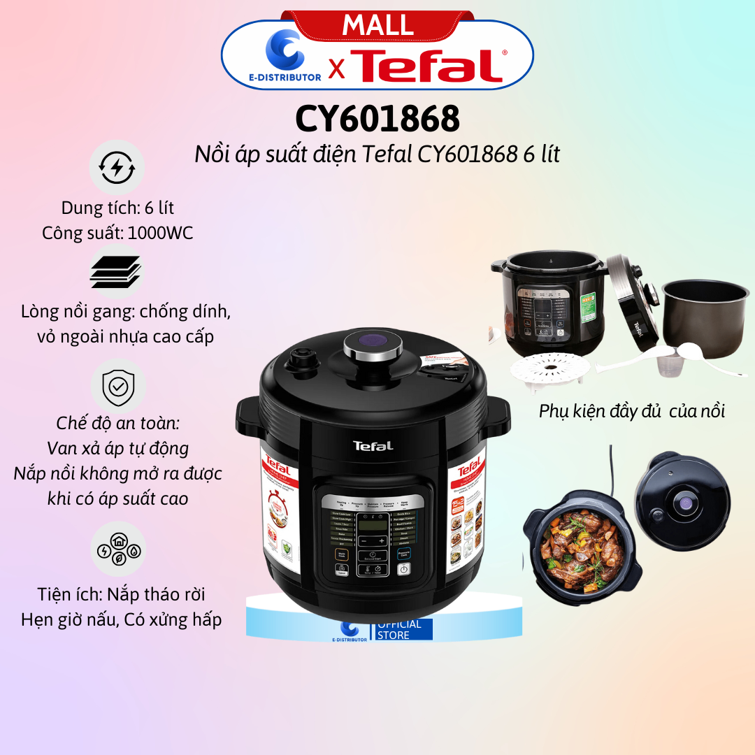 Nồi áp suất điện đa năng Tefal Home Chef CY601868 - hàng chính hãng