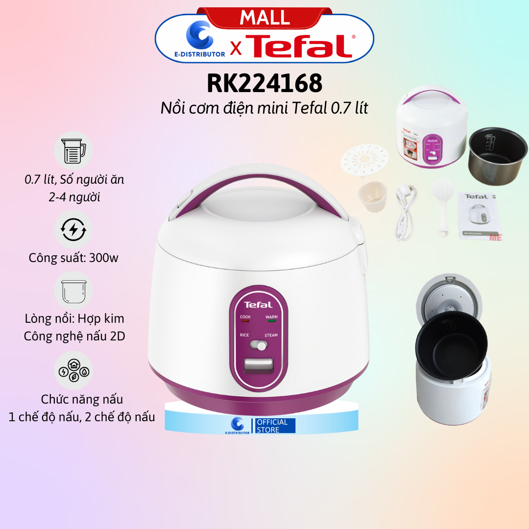 Nồi cơm điện mini Tefal RK224168 (Dung tích 0.7L) - Hàng Chính Hãng