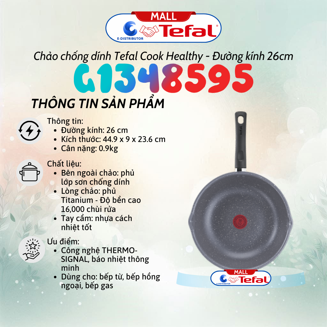 Chảo chiên sâu lòng Tefal Cook Healthy 26cm G1348595