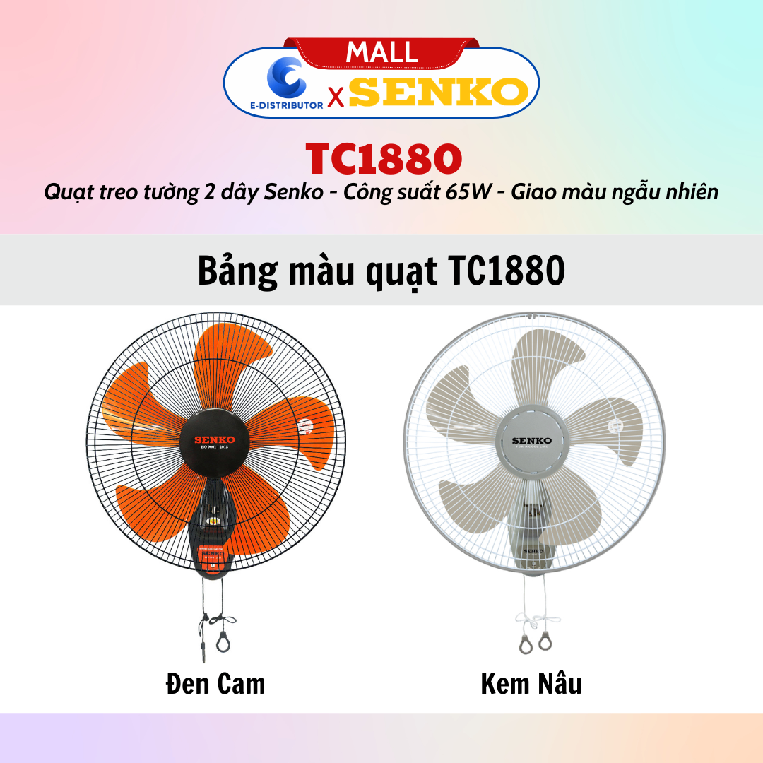 Quạt treo 2 dây Senko TC1880 - 75W - màu ngẫu nhiên - hàng chính hãng