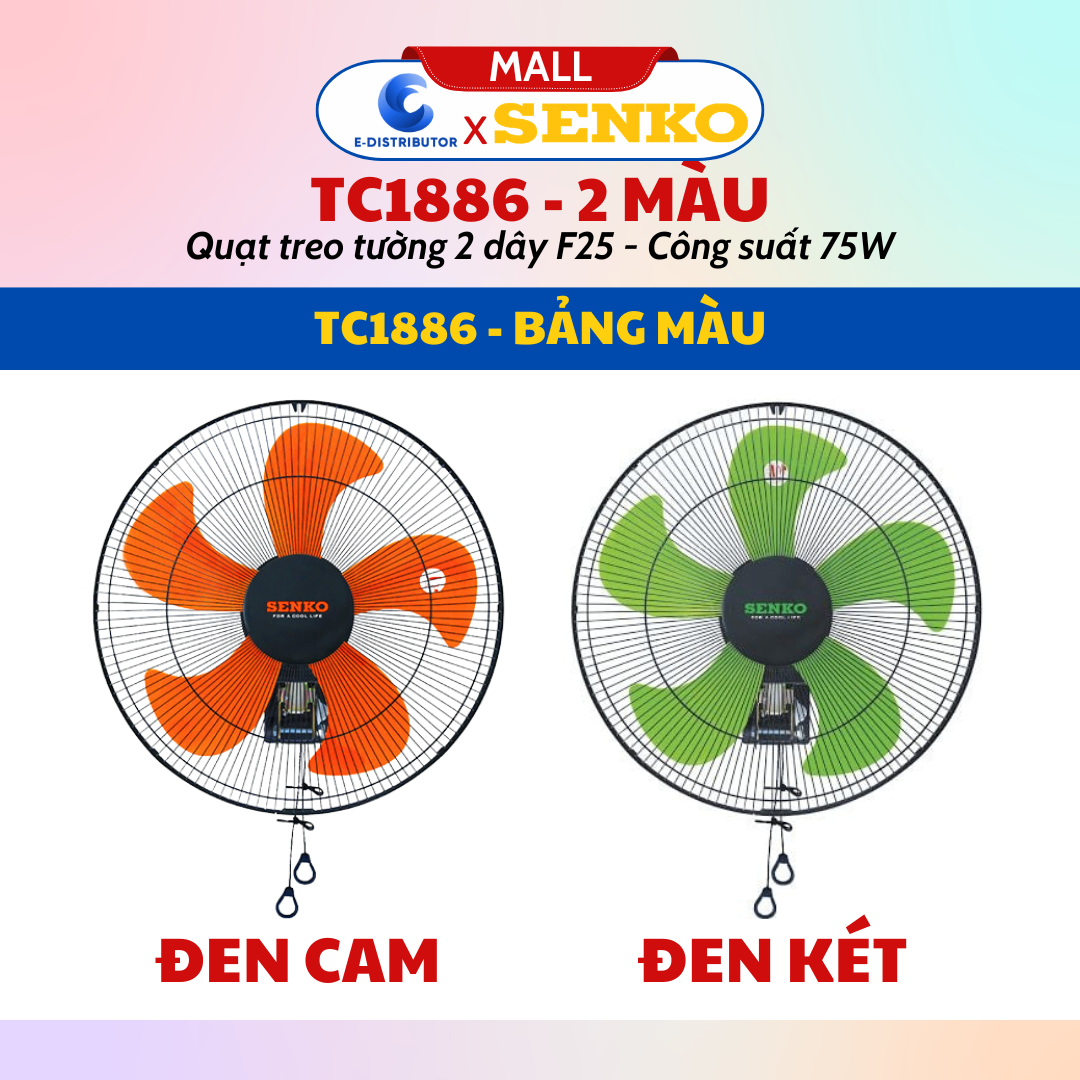 Quạt treo 2 dây 4,5 tấc Senko TC1886 - Màu ngẫu nhiên - Hàng Chính Hãng