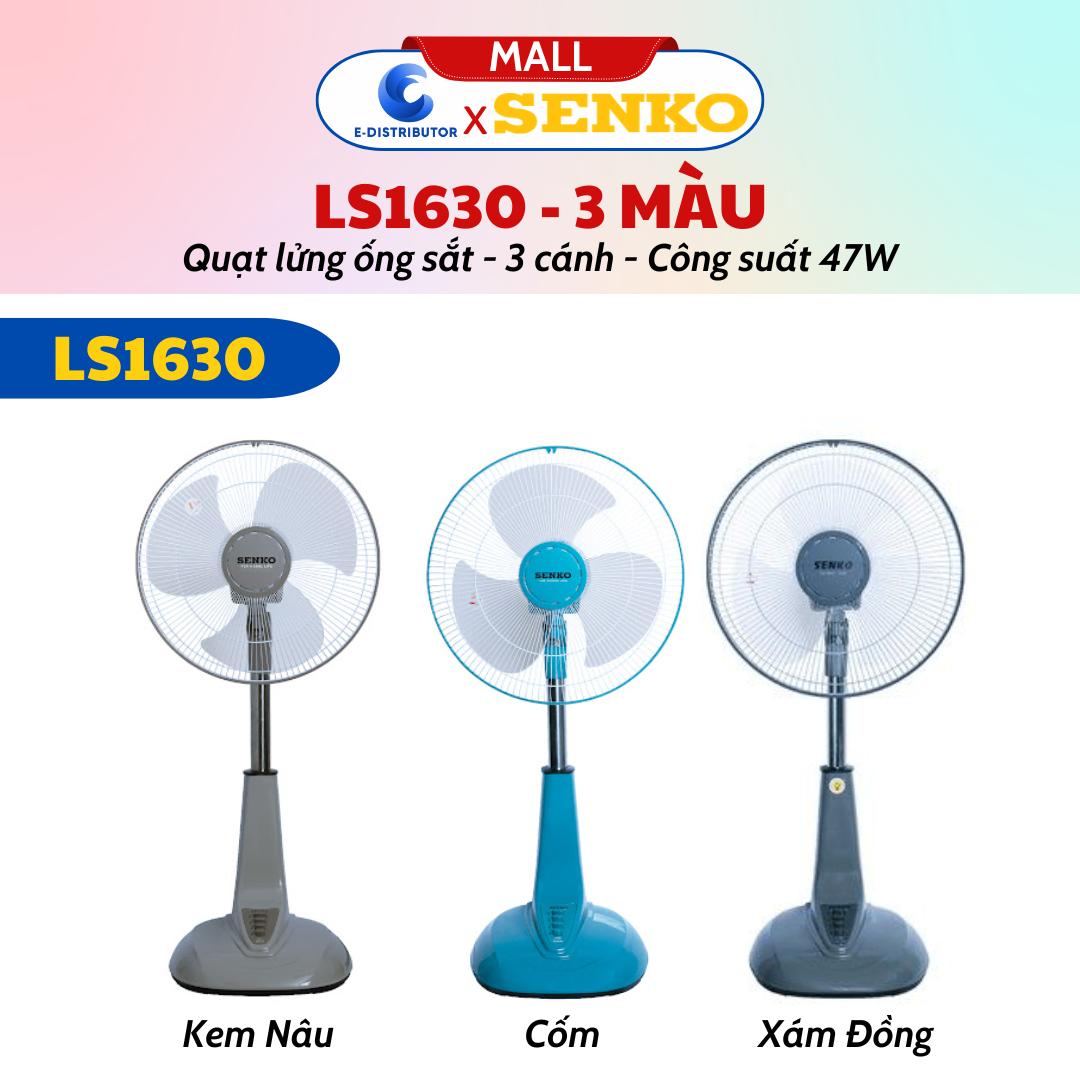 Quạt Lửng Ống Sắt Senko LS1630 - Giao Màu Ngẫu Nhiên - Hàng Chính Hãng