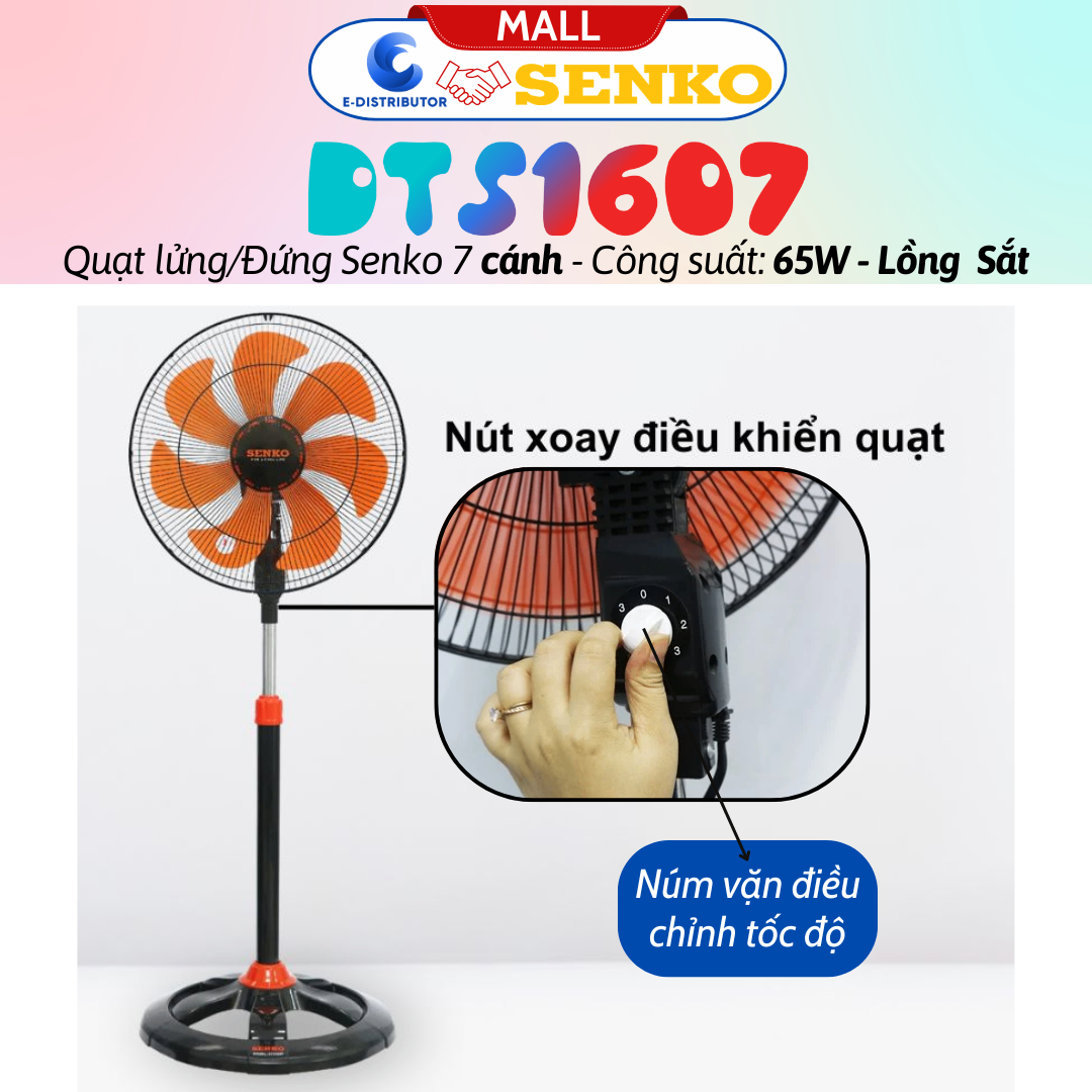 Quạt Đứng Thân Sắt Senko DTS1607 màu đen két - Hàng chính hãng