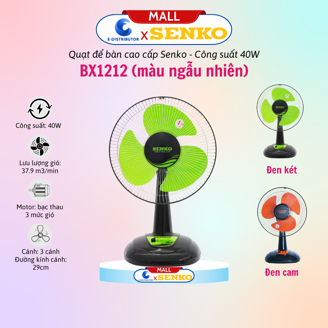 Quạt bàn 3 tấc Senko BX1212 - màu ngẫu nhiên - hàng chính hãng