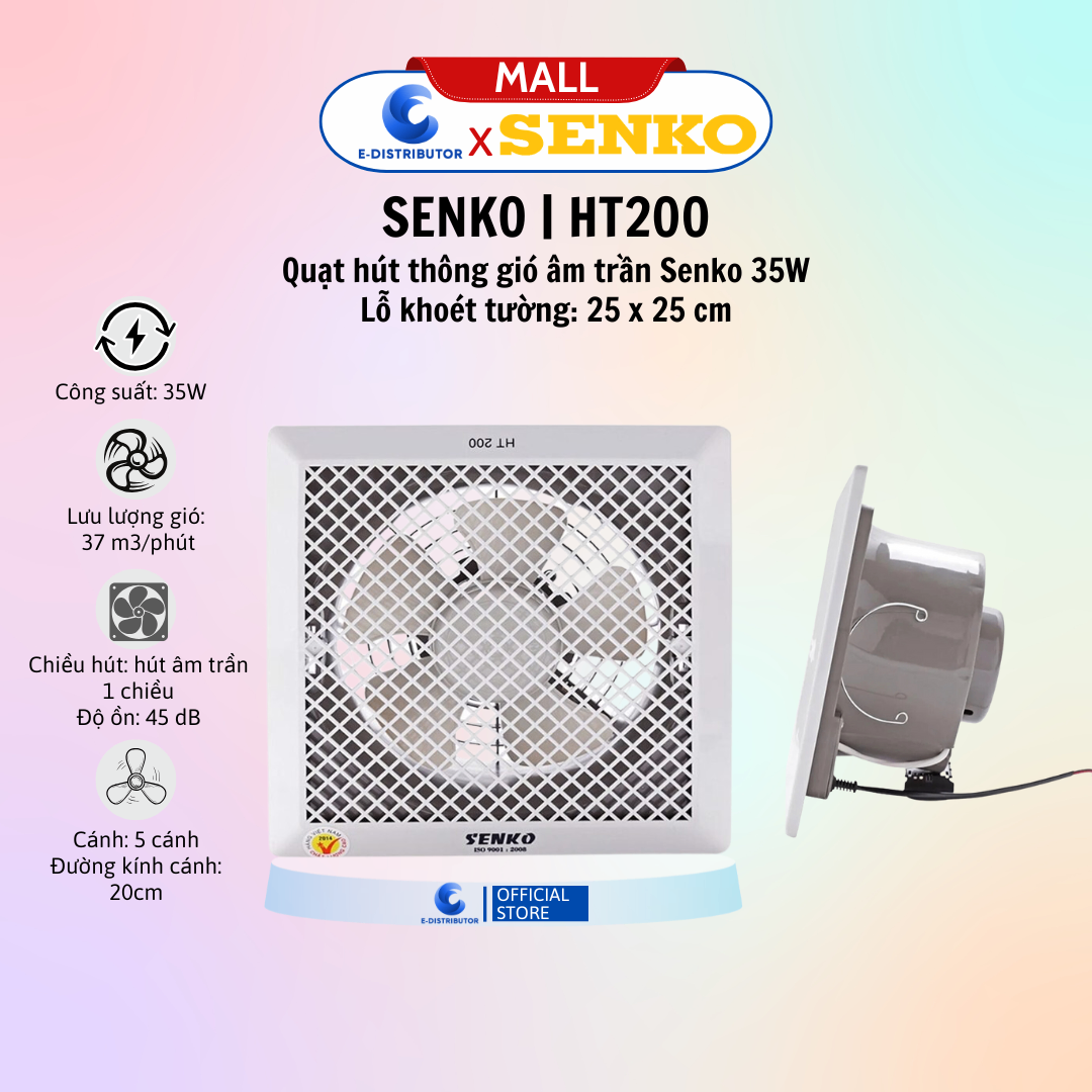 Quạt hút trần Senko HT200 - Hàng Chính Hãng