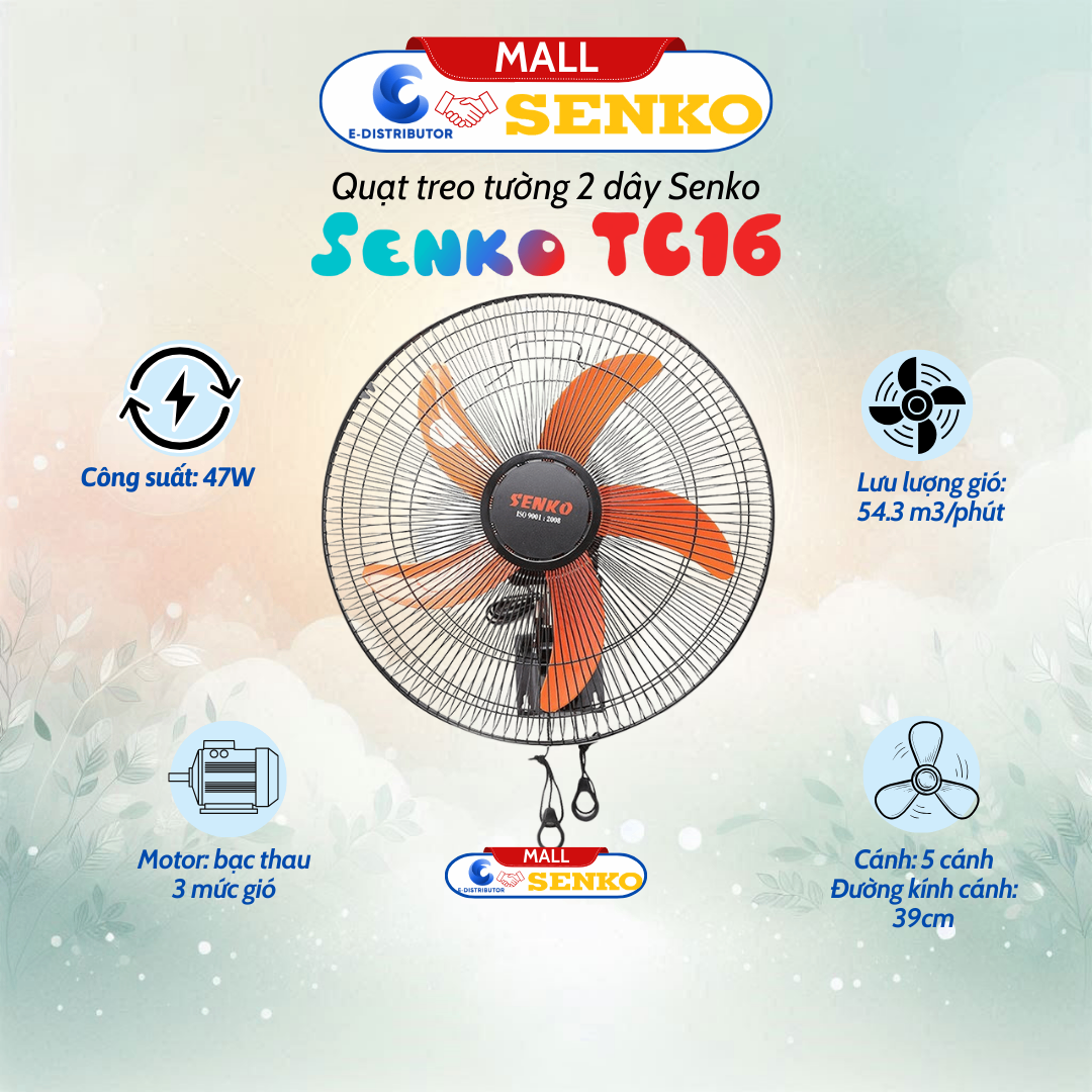 Quạt treo Senko TC16 - 2 dây - hàng chính hãng