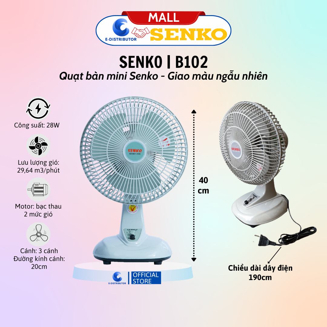 Quạt bàn Senko B102 - màu ngẫu nhiên - hàng chính hãng
