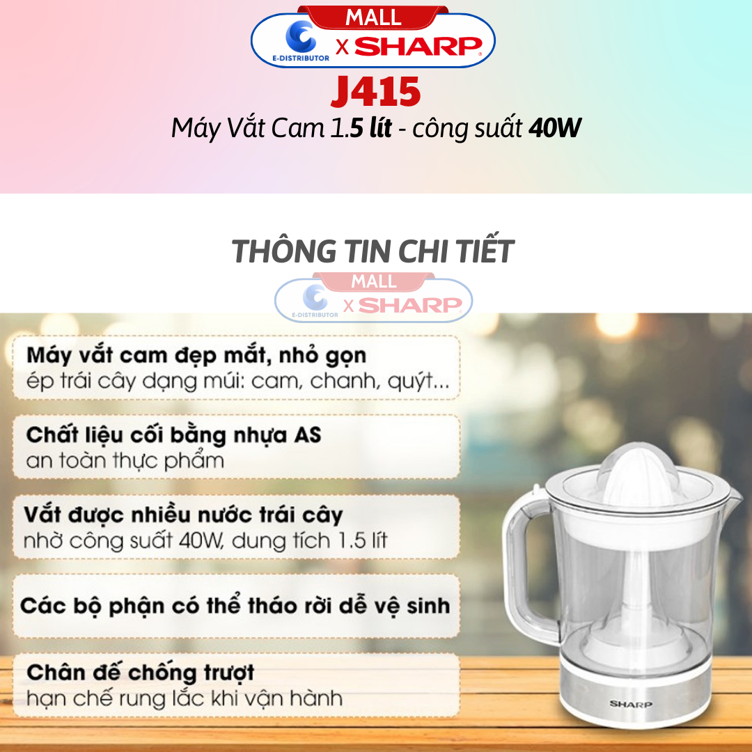 Máy vắt cam Sharp 40W EJ-J415-WH