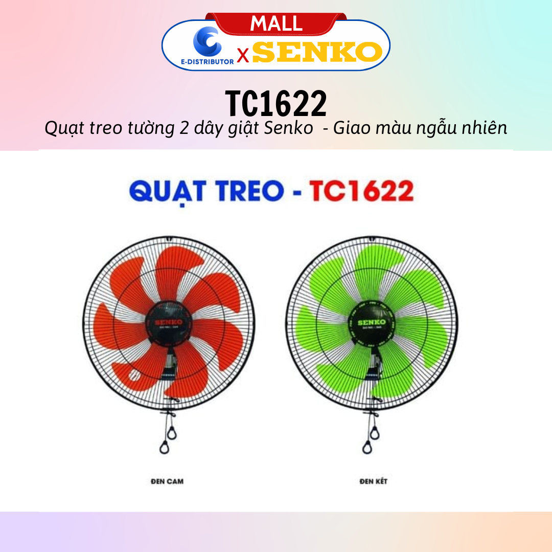 QUẠT TREO TƯỜNG SENKO TC1622 - 7 cánh - màu ngẫu nhiên - hàng chính hãng
