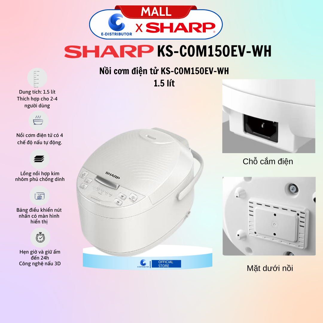 Nồi cơm điện tử Sharp KS-COM150EV-WH