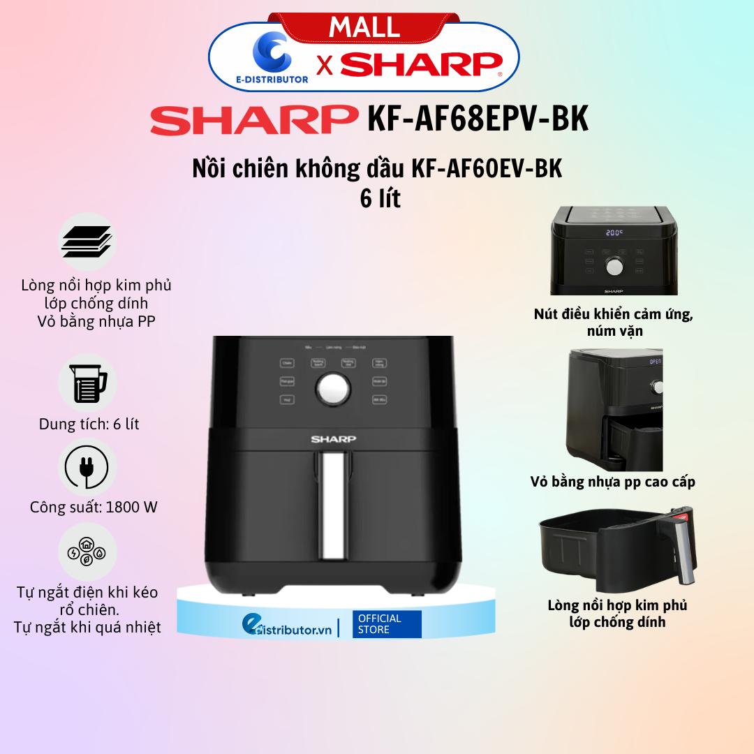 Nồi chiên không dầu Sharp KF-AF60EV-BK