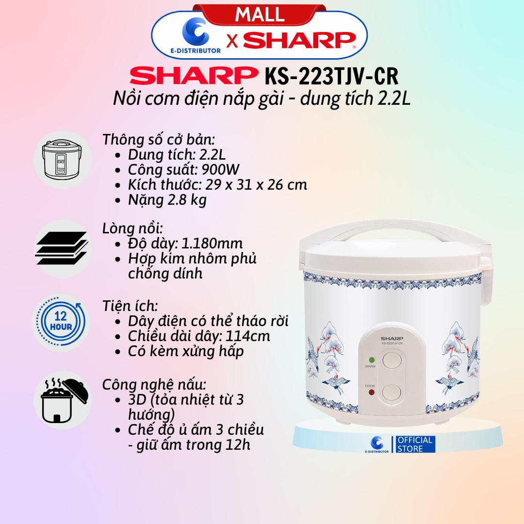 Nồi cơm điện Sharp KS-223TJV-CR
