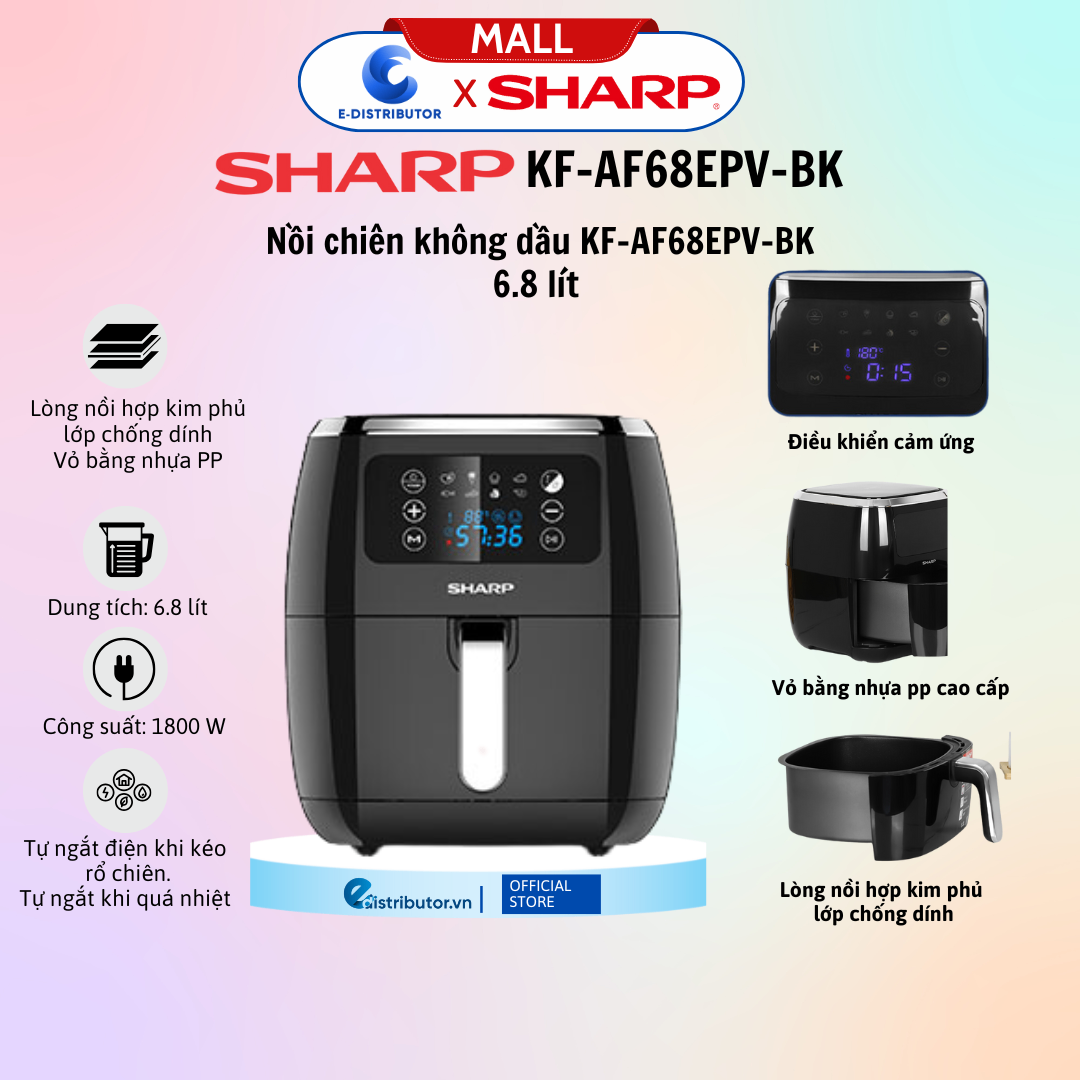 Nồi chiên không dầu Sharp KF-AF68EPV-BK