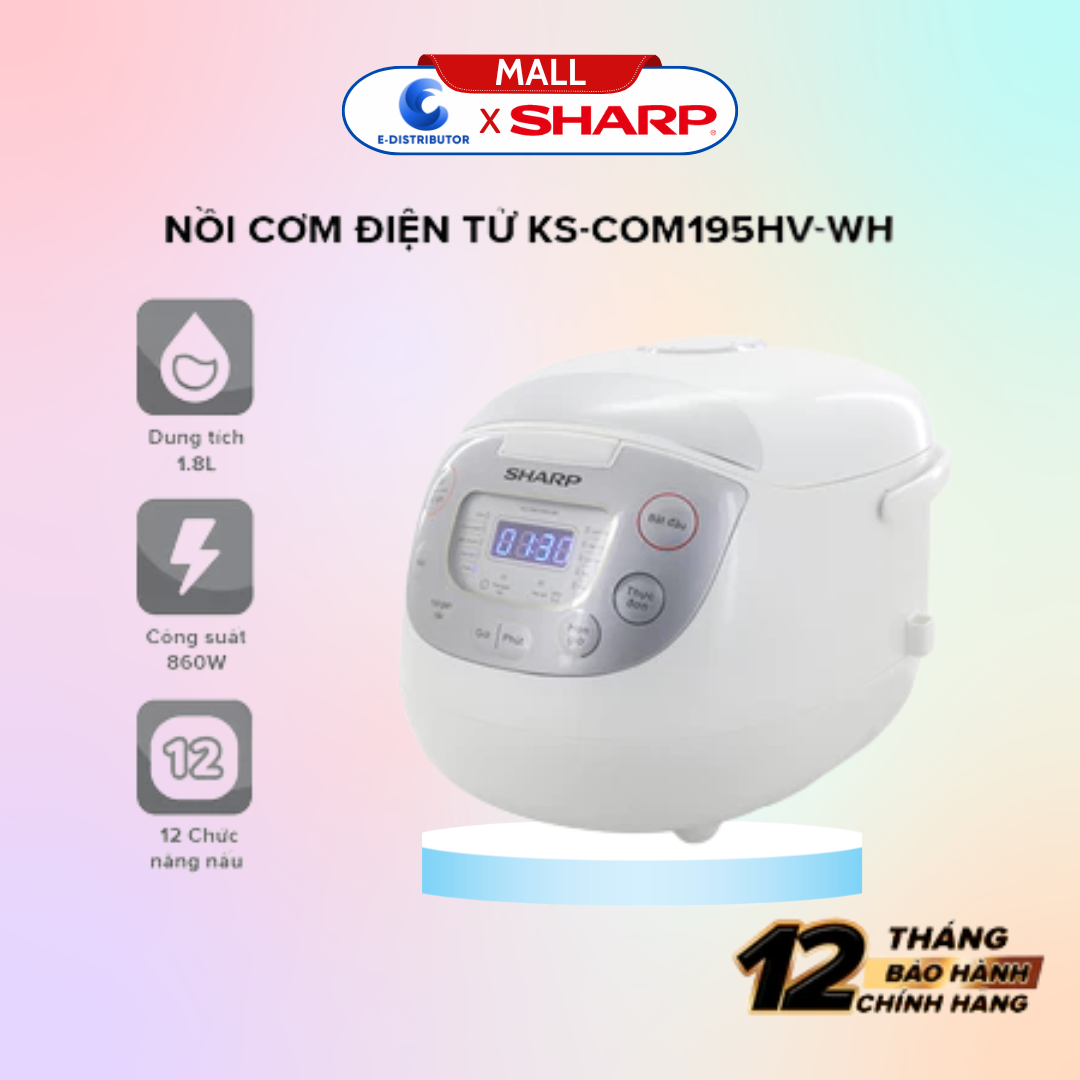 Nồi cơm điện tử Sharp KS-COM195HV-WH