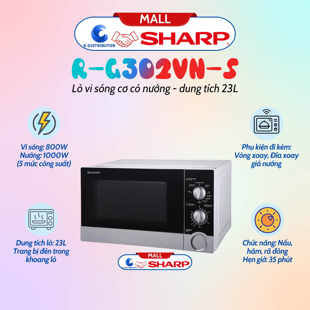 Lò Vi Sóng Có Nướng Sharp R-G302VN-S - 23 Lít - Hàng chính hãng