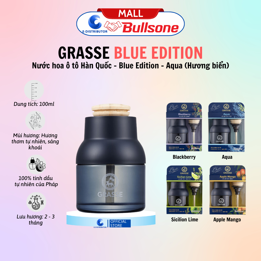 Nước Hoa Ô Tô Bullsone Grass Blue Edition Blackberry (quả mâm xôi) HQST72 100ml