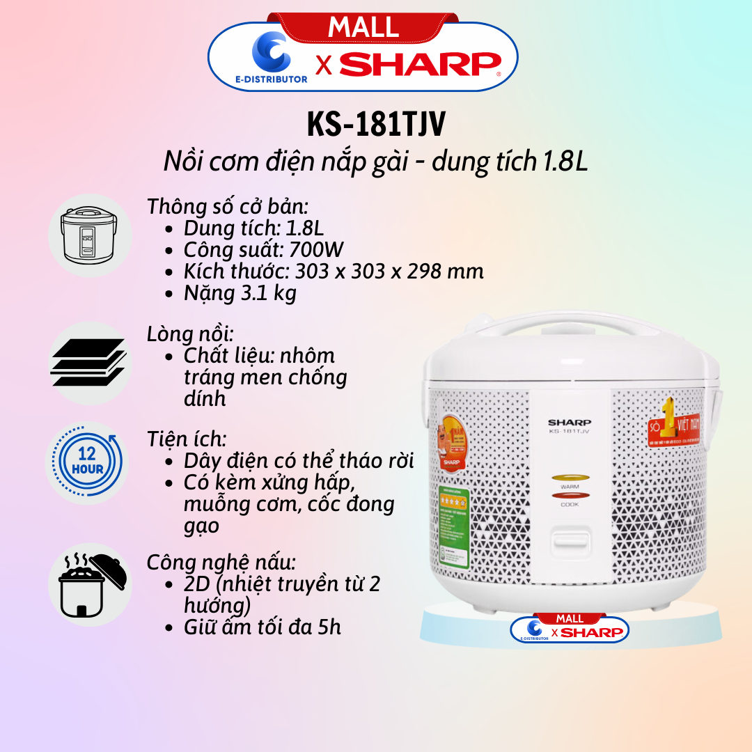 Nồi cơm điện Sharp KS-181TJV