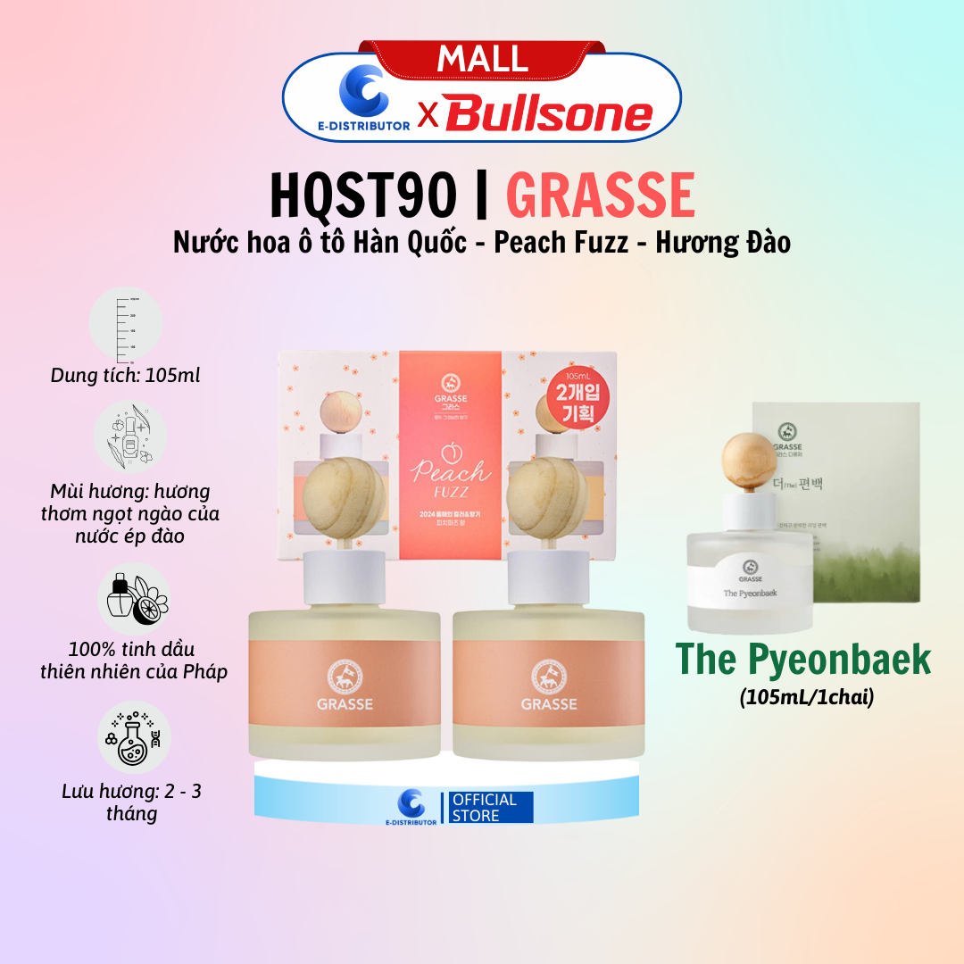Bộ 2 Nước Hoa Ô Tô Bullsone Peach Fuzz (Hương Đào) HQST90 105ml