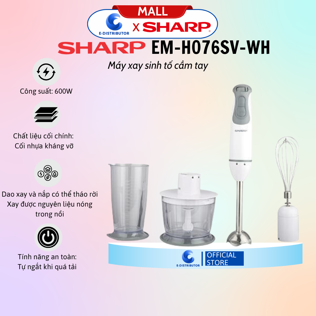 Máy xay cầm tay Sharp EM-H076SV-WH