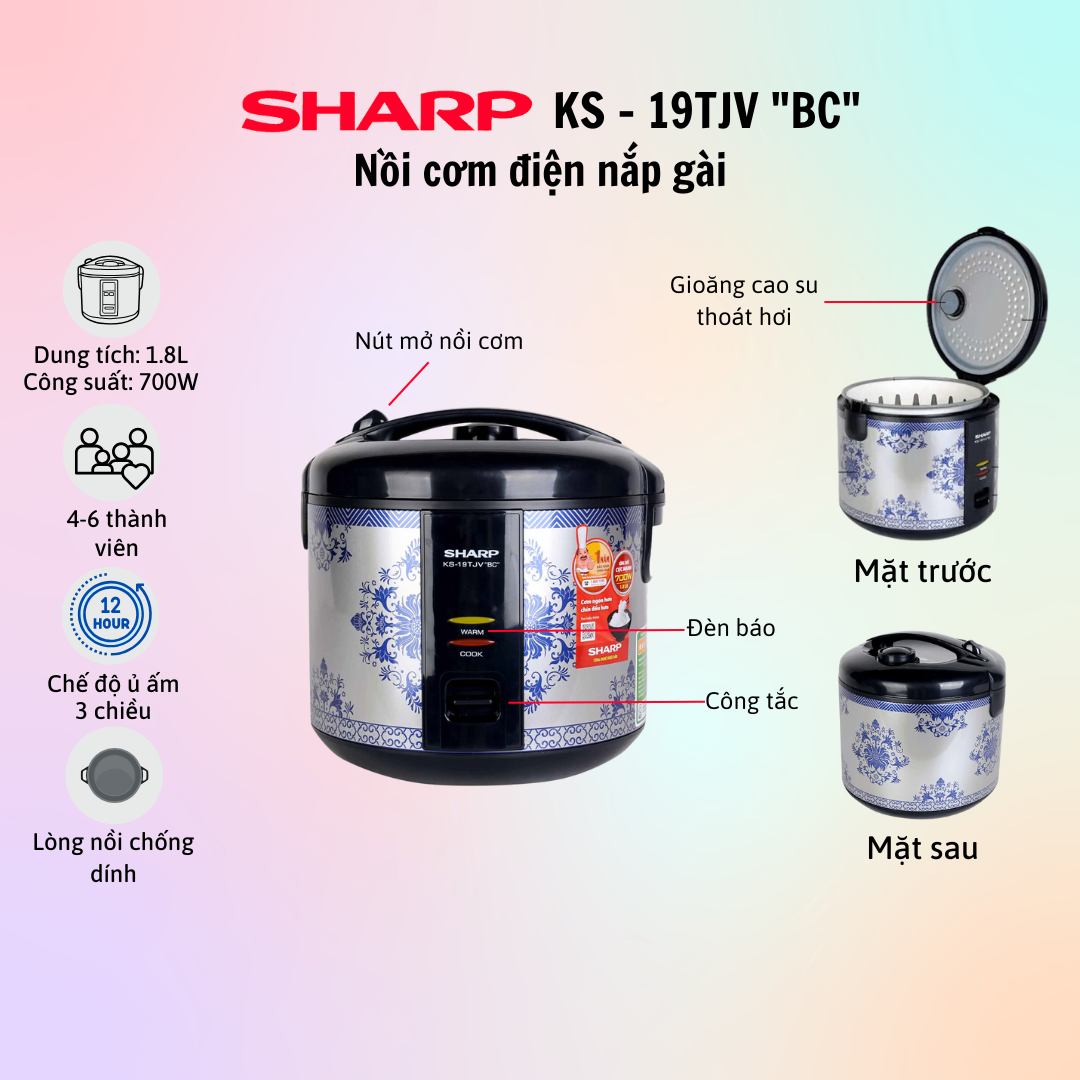 Nồi cơm điện Sharp KS-19TJV