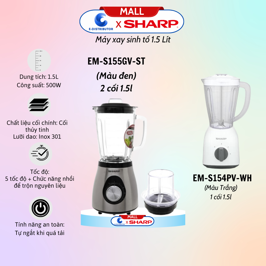 Máy xay sinh tố Sharp EM-S155GV-ST