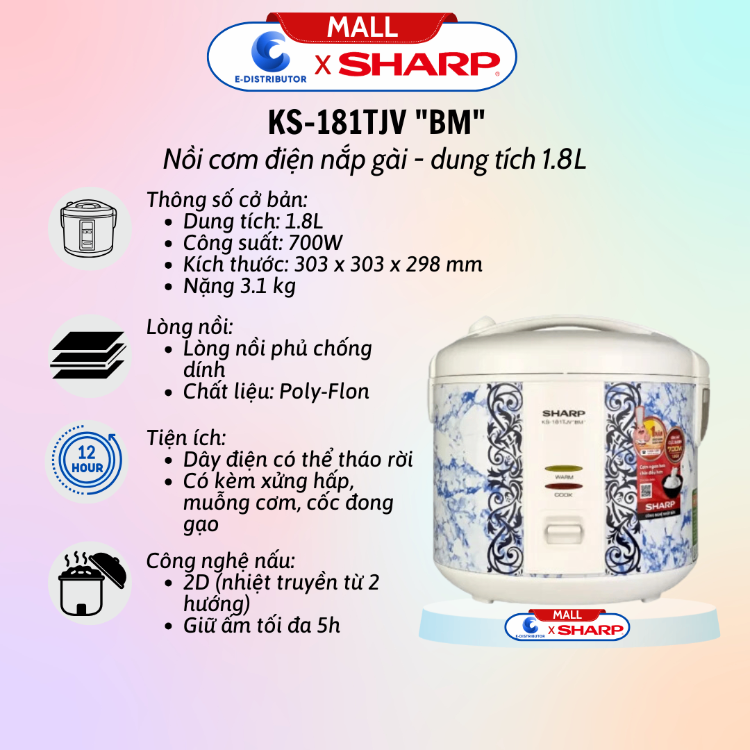 Nồi cơm điện Sharp KS-181TJV