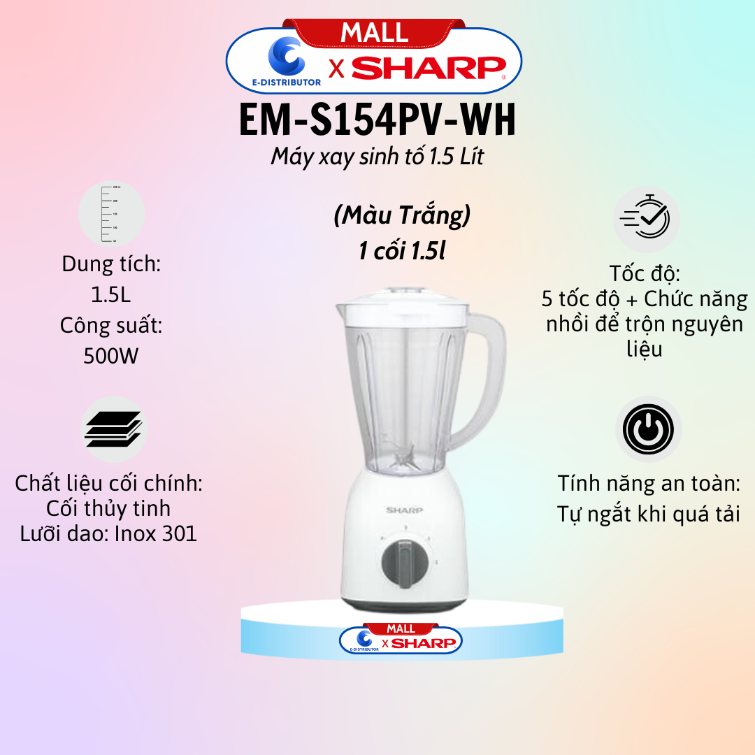 Máy xay sinh tố Sharp EM-S154PV-WH