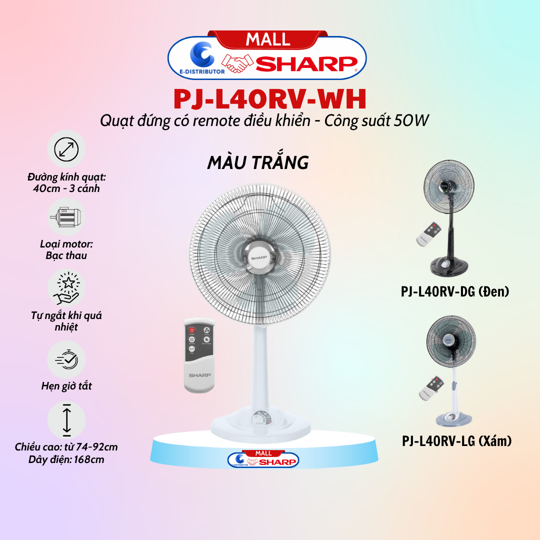 Quạt lửng Sharp có điều khiển PJ-L40RV-WH