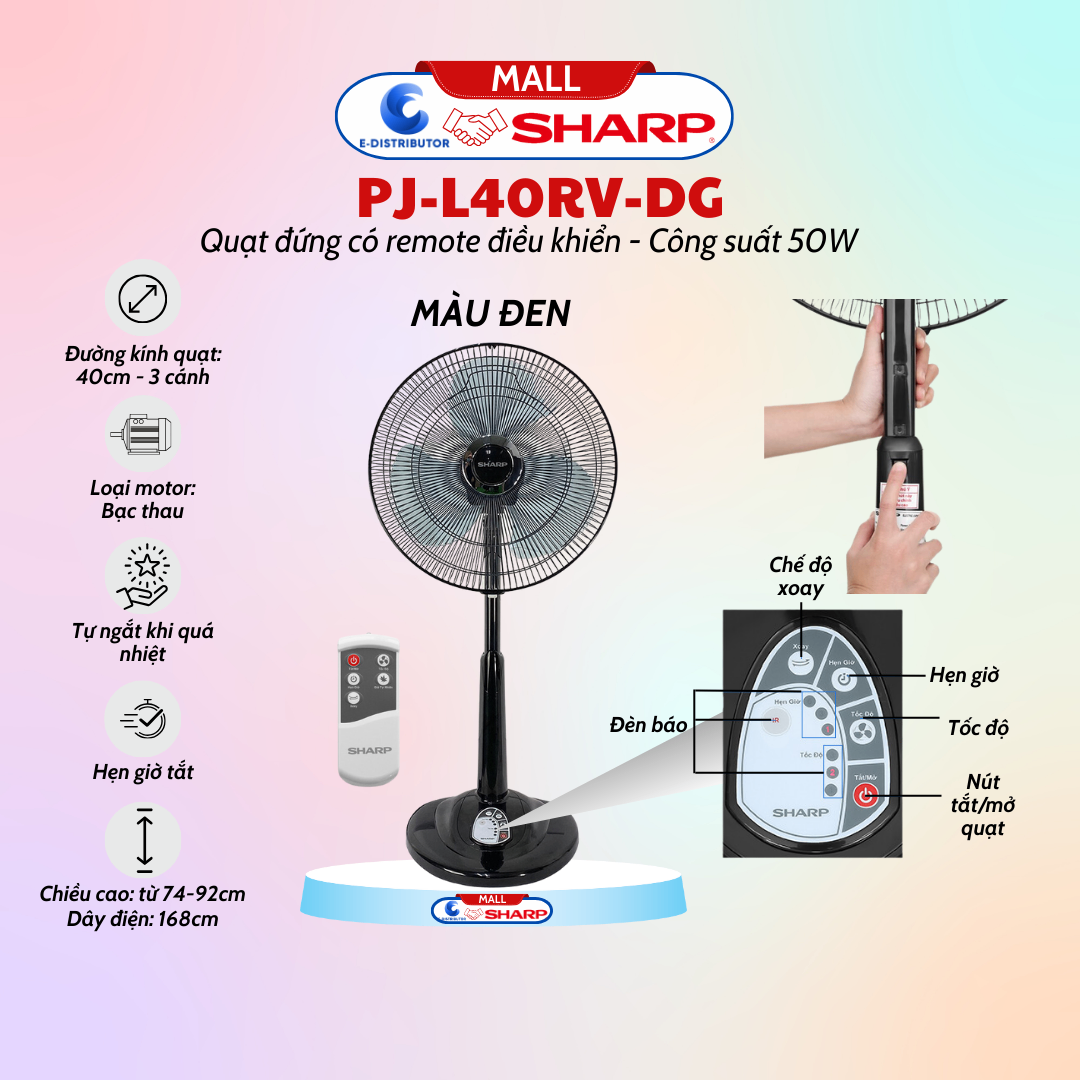 Quạt lửng Sharp có điều khiển PJ-L40RV-DG