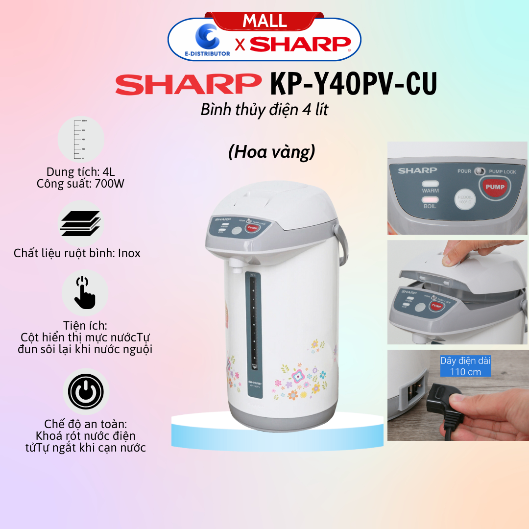 Bình Thủy Điện Sharp KP-Y40PV-CU