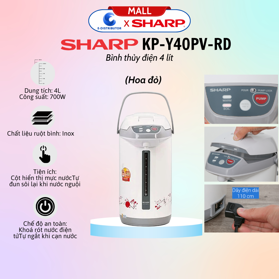 Bình Thủy Điện Sharp KP-Y40PV-RD