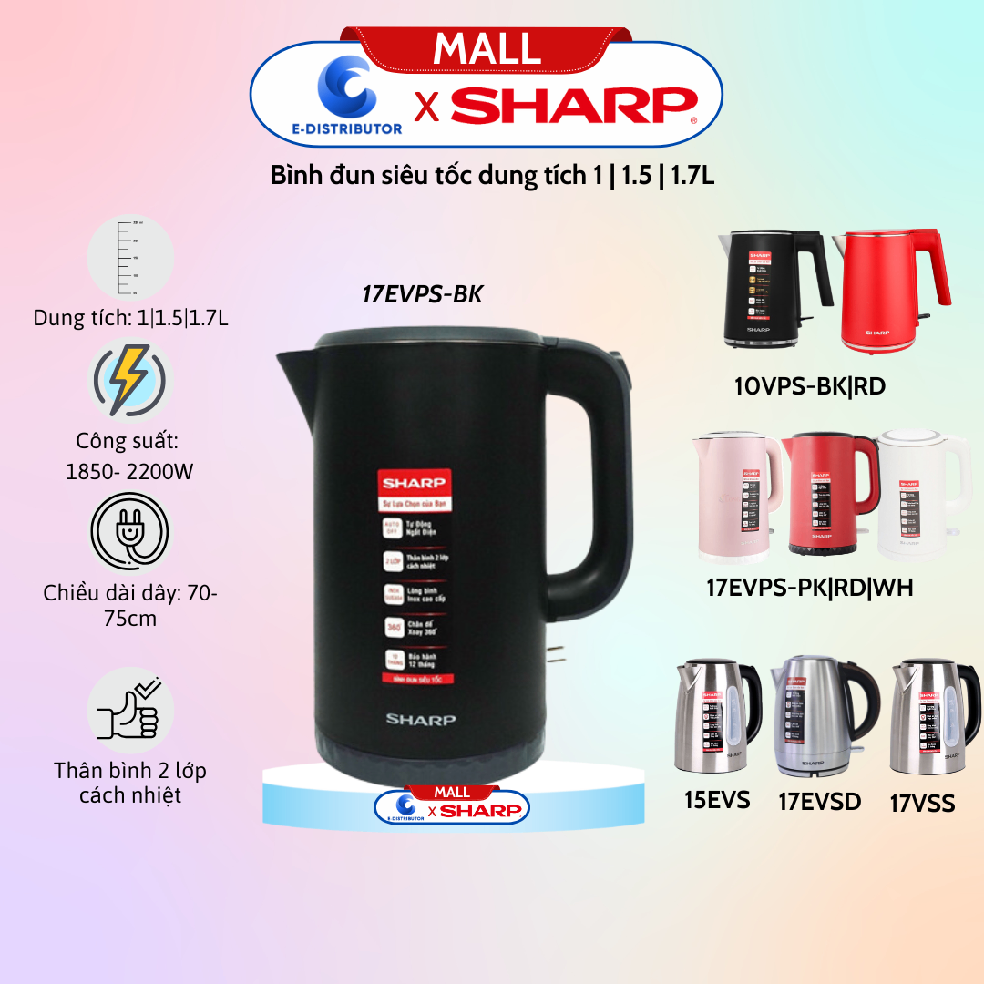 Bình đun siêu tốc SHARP EKJ-17EVPS-BK