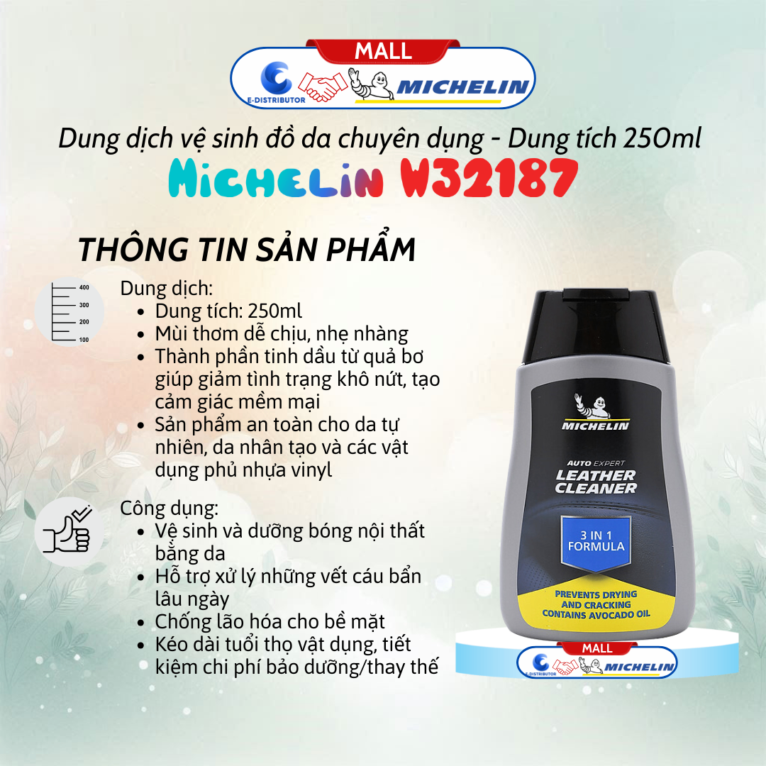 Dung dịch làm sạch và bảo dưỡng da Michelin W32187 (250ml)