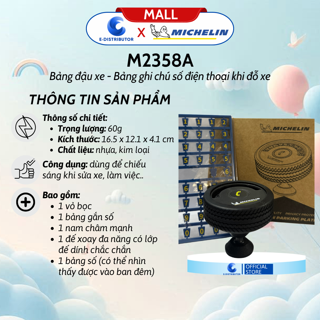 Bảng số dùng trên xe Ôto Michelin M2358A