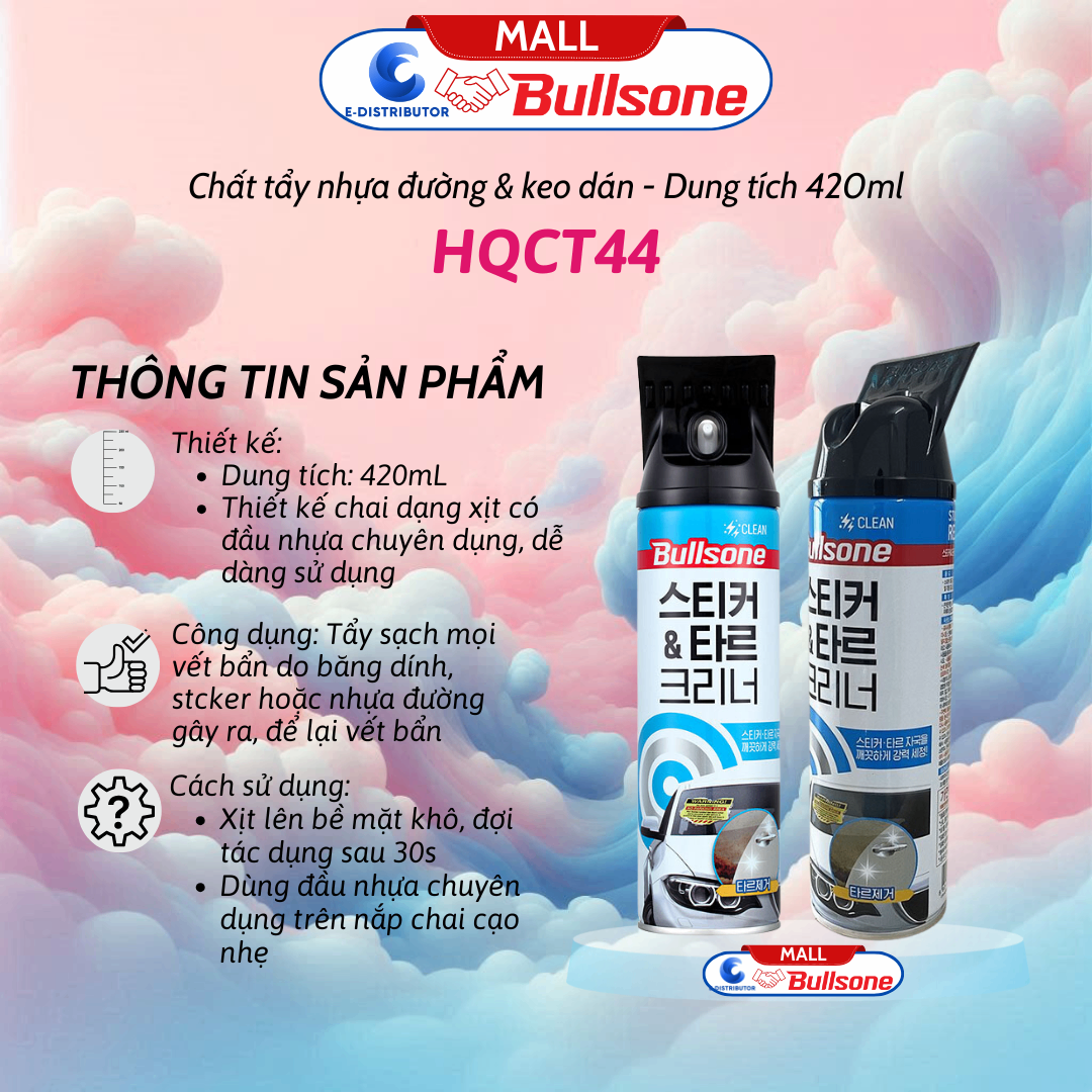 Chất Vệ Sinh Keo Tẩy Nhựa Đường Bullsone HQCT44 (420ml)