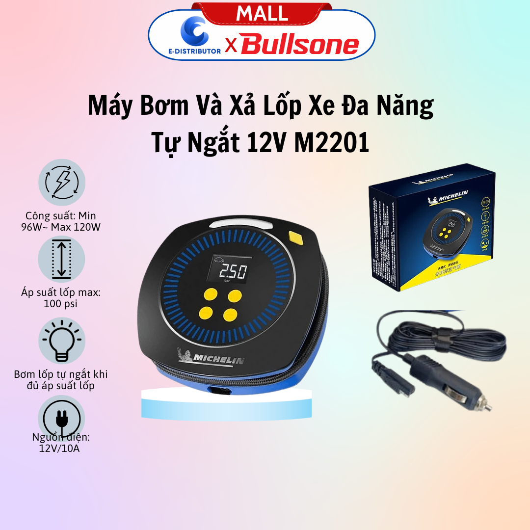 Máy bơm lốp xe khẩn cấp 12V-2201-Michelin