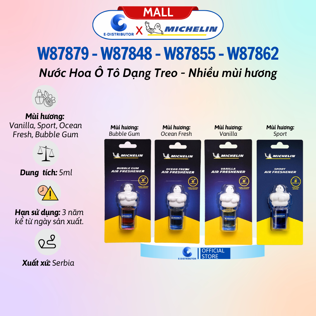 Lọ nước hoa oto Michelin dạng treo hương Vanilla 5ml W87848/31791 - Hàng chính hãng