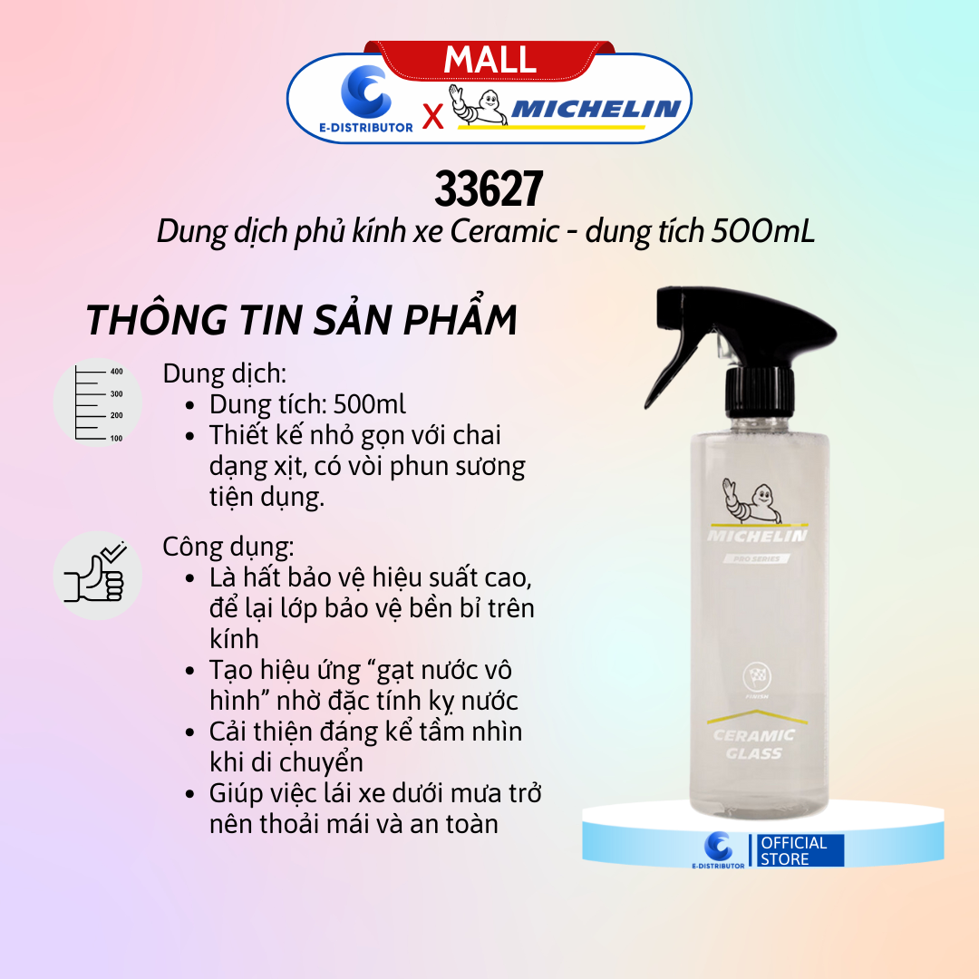 Dung dịch bảo vệ kính ( 2 in 1 ) 500ml W33627 Michelin