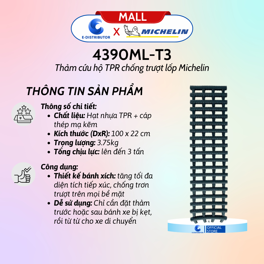 Xích kéo lốp chống trượt Michelin 4390ML - 3T