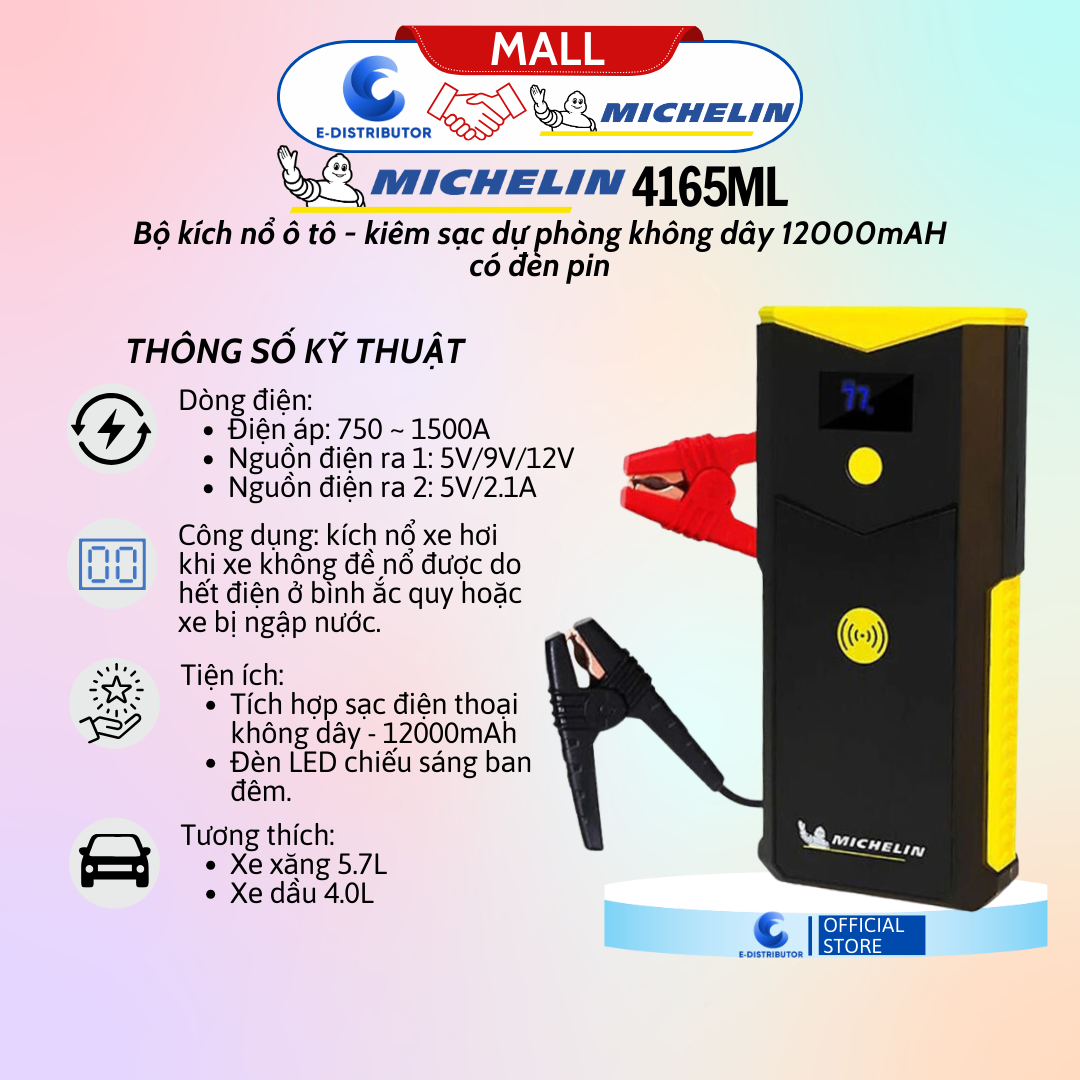 Pin sạc dự phòng và kích bình Michelin 4165