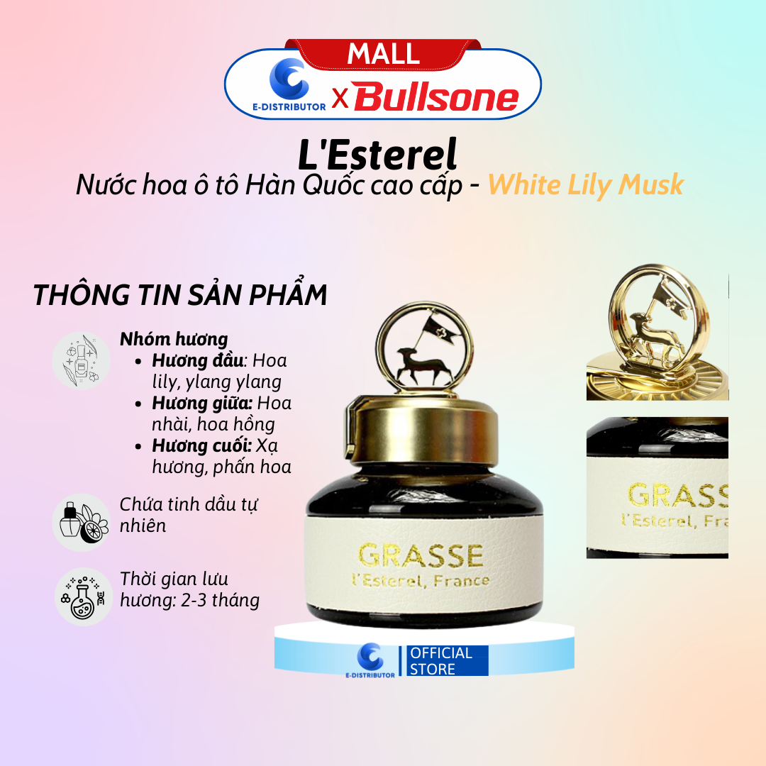 ước Hoa Ô Tô Bullsone Grasse L'Esterel - White Lily Musk HQST31