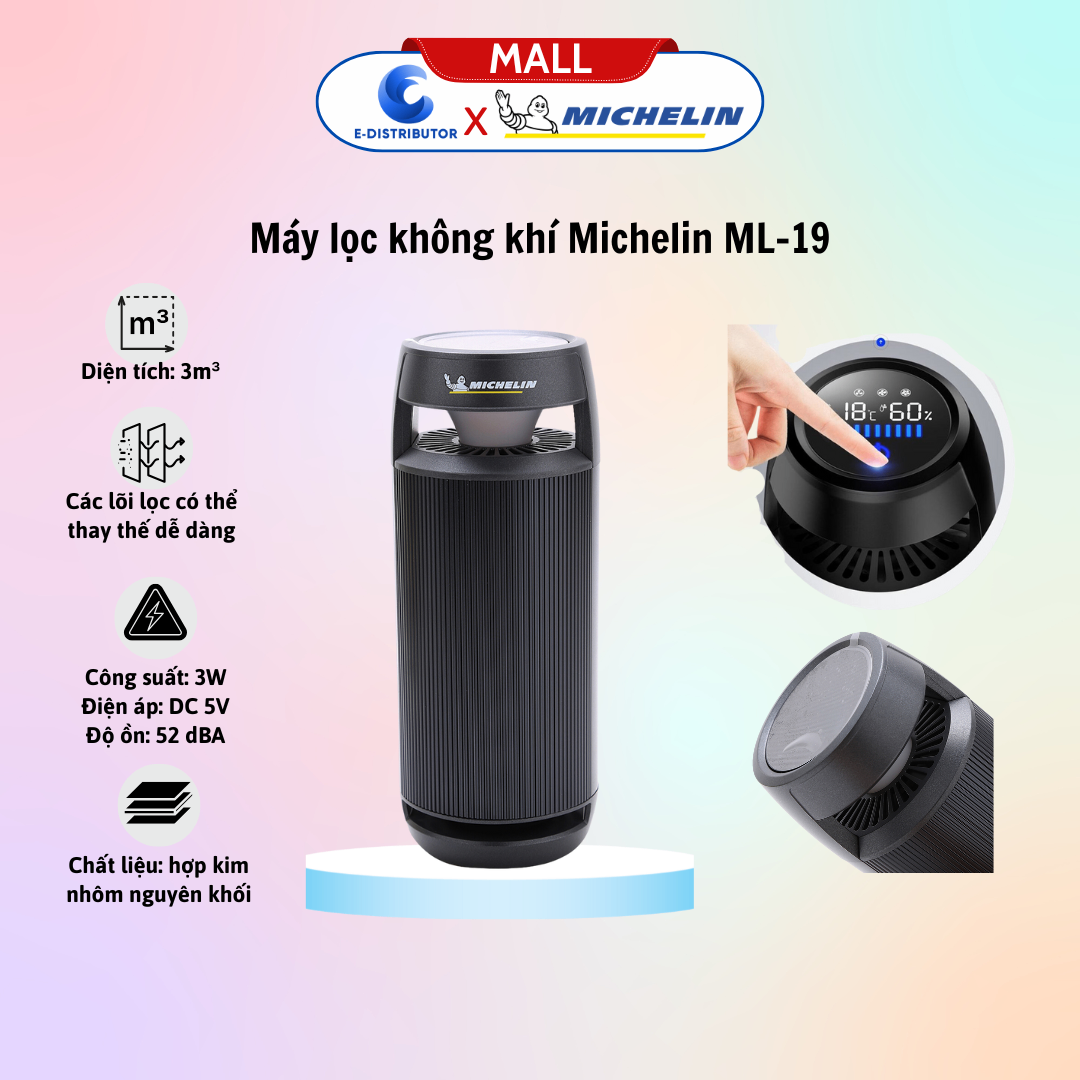 Máy lọc không khí và khử mùi xe hơi Michelin ML-19 - Hàng chính hãng