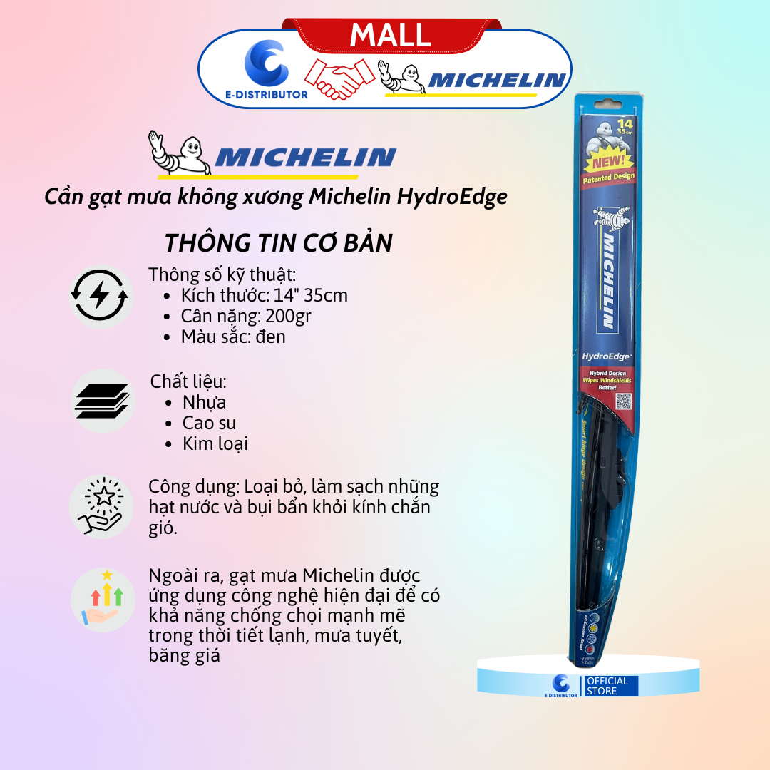 Cần gạt mưa có xương Michelin RainForce 14 inch/35 cm - Hàng chính hãng