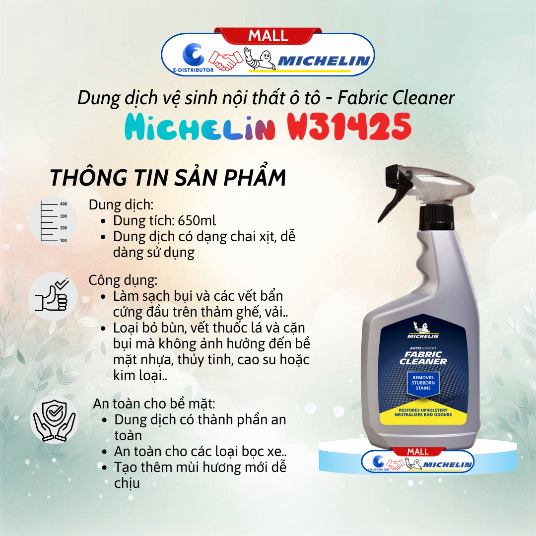 Dung dịch vệ sinh vải, da Michelin Fabric Cleaner 31425 - 650ml - Hàng chính hãng