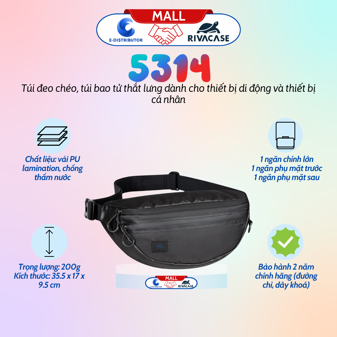 Túi đeo thắt lưng cho các thiết bị di động và vật dụng cá nhân RIVACASE 5314 màu đen