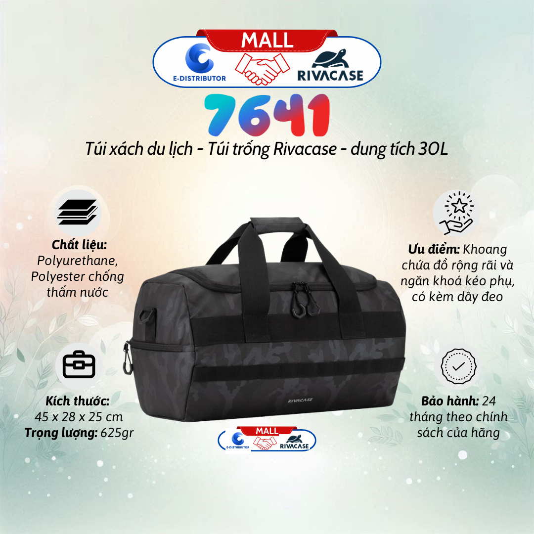 Túi xách du lịch Rivacase 7641 màu Navy camo